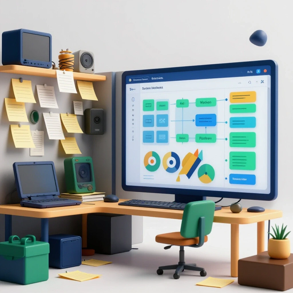 A visually striking contrast between a cluttered workspace and a sleek AI-driven workflow interface, showcasing transformation in social media.