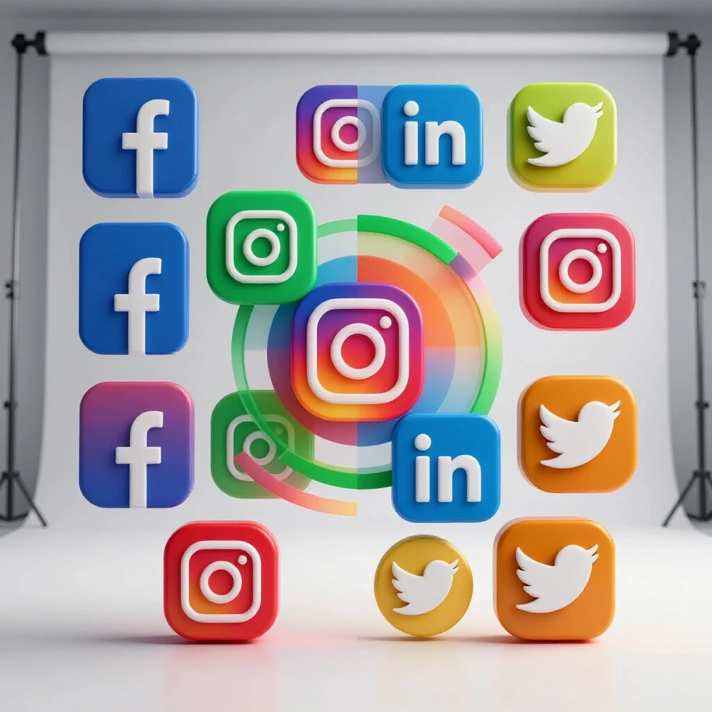 Split-screen visual showing social media icons with overlapping circles representing audience overlap across platforms.