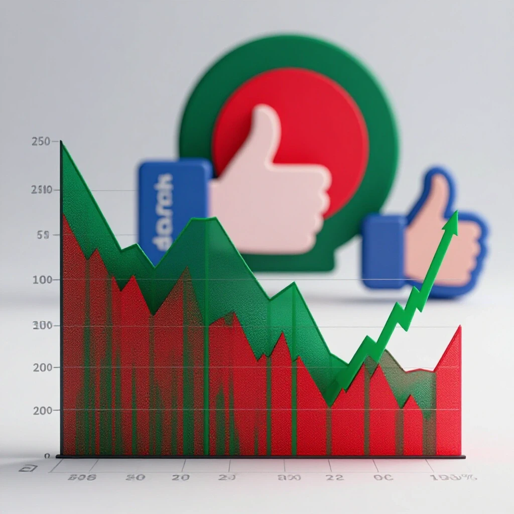 3D-rendered graph showing Facebook ad costs alongside vibrant red and green elements symbolizing Bangladesh.