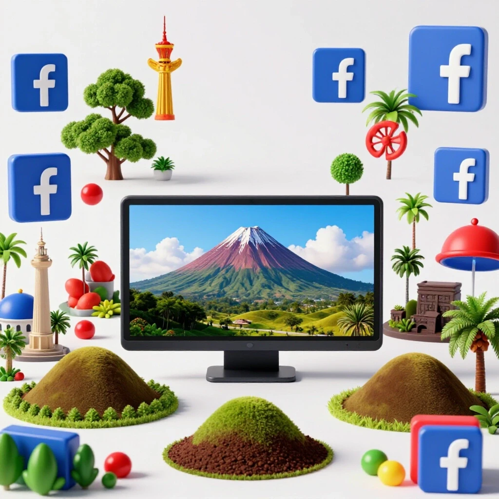 A vibrant collage of Philippine landmarks intertwined with Facebook ad elements, showcasing innovation and culture.