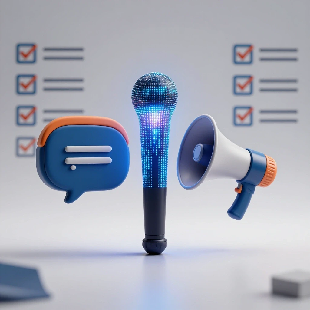 Illustration of a glowing digital baton being passed between social media icons of a chat bubble and a megaphone, on a bright background.