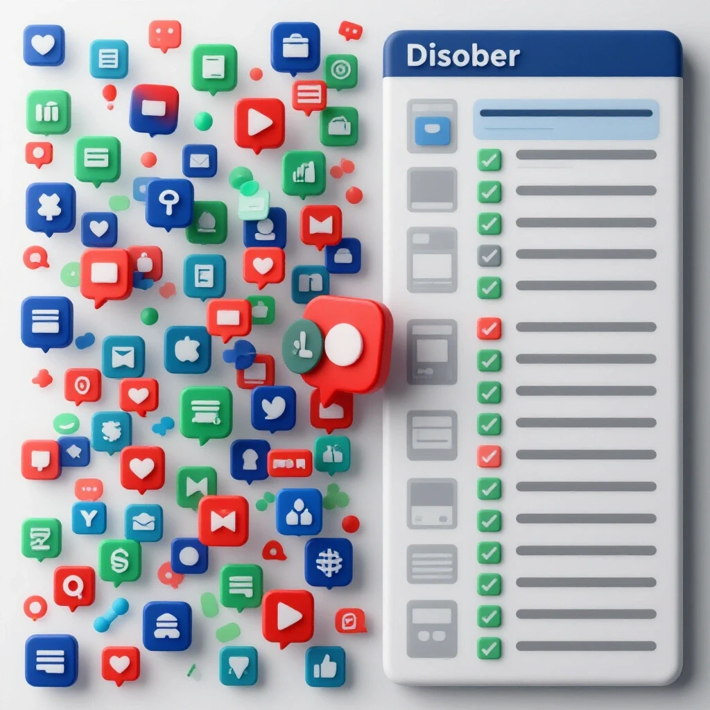 Visual representation of social media governance tools transitioning from chaos to organization.