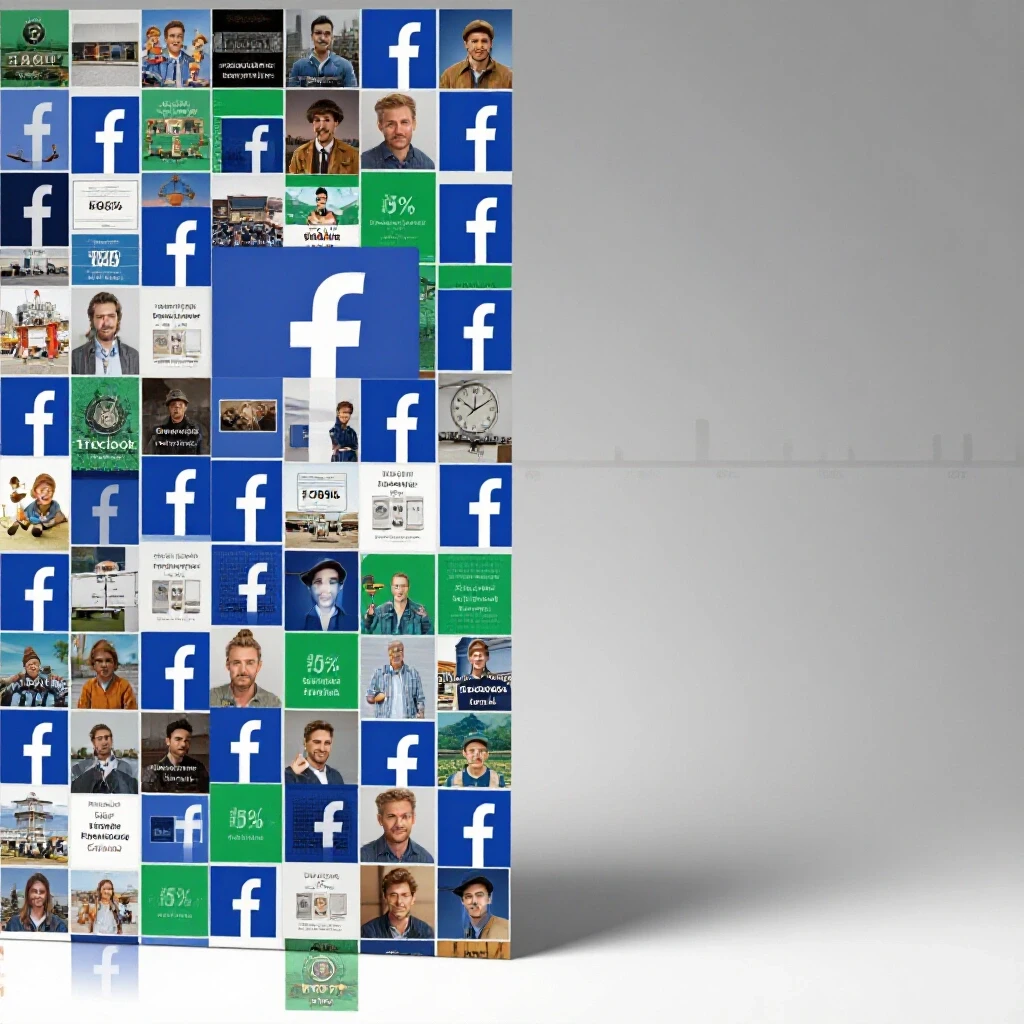 Visualization of Facebook content removal rates over time with vibrant feed and contrasting empty space.
