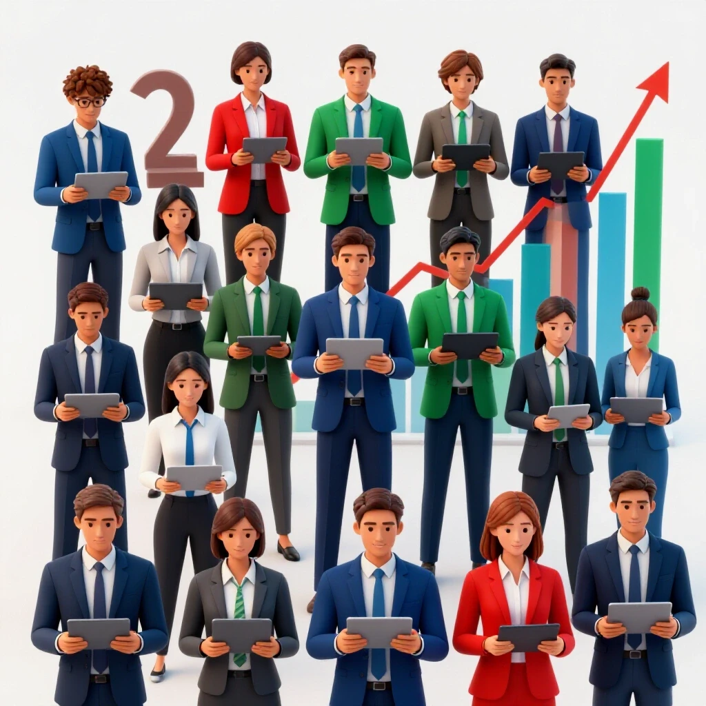 A dynamic split-composition image showcasing professionals with digital devices and a graph illustrating B2B growth trends.