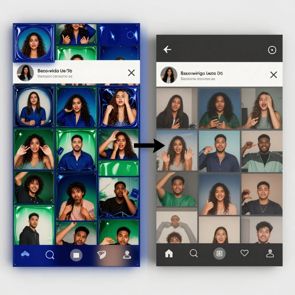 A visual comparison of a vibrant social media post and a bland version, showcasing contrasting engagement styles.