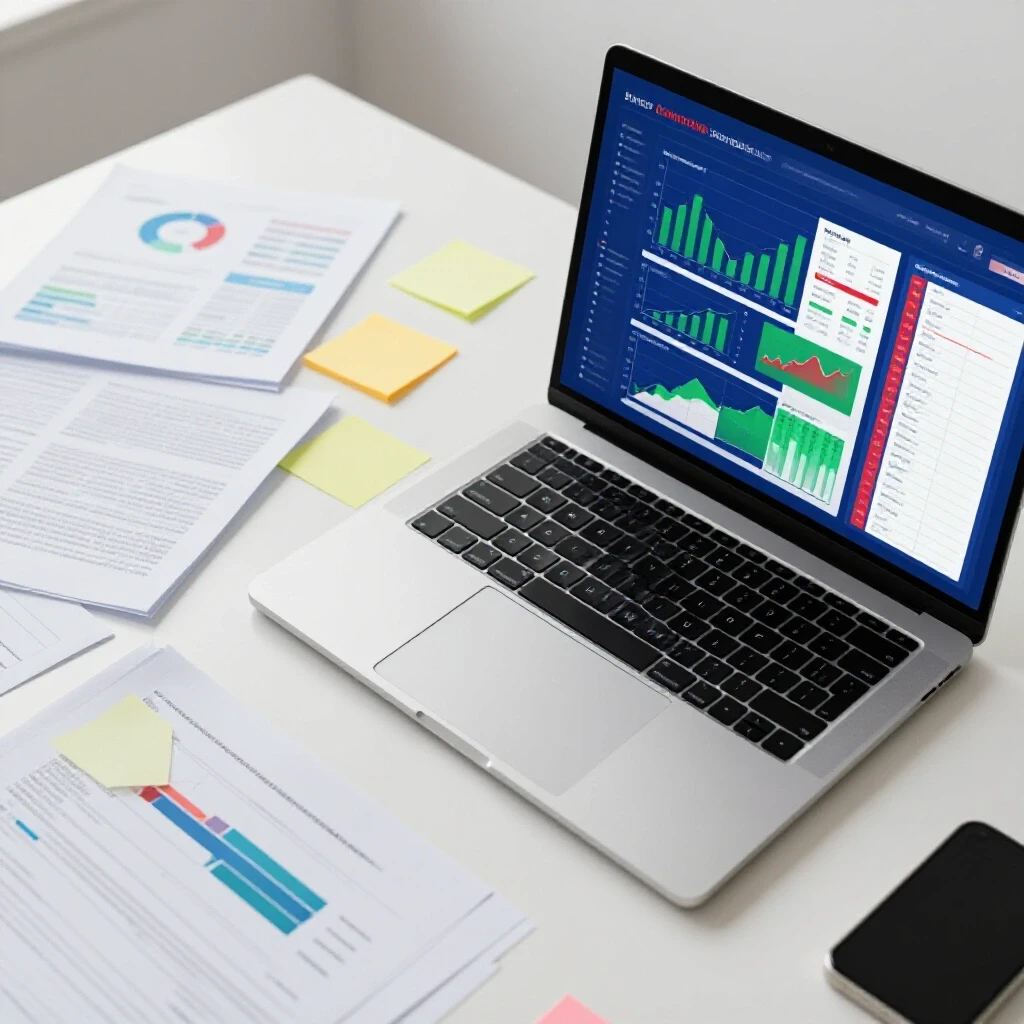 A split-image showing a chaotic desk of reports and an organized digital dashboard representing social media reporting setup.