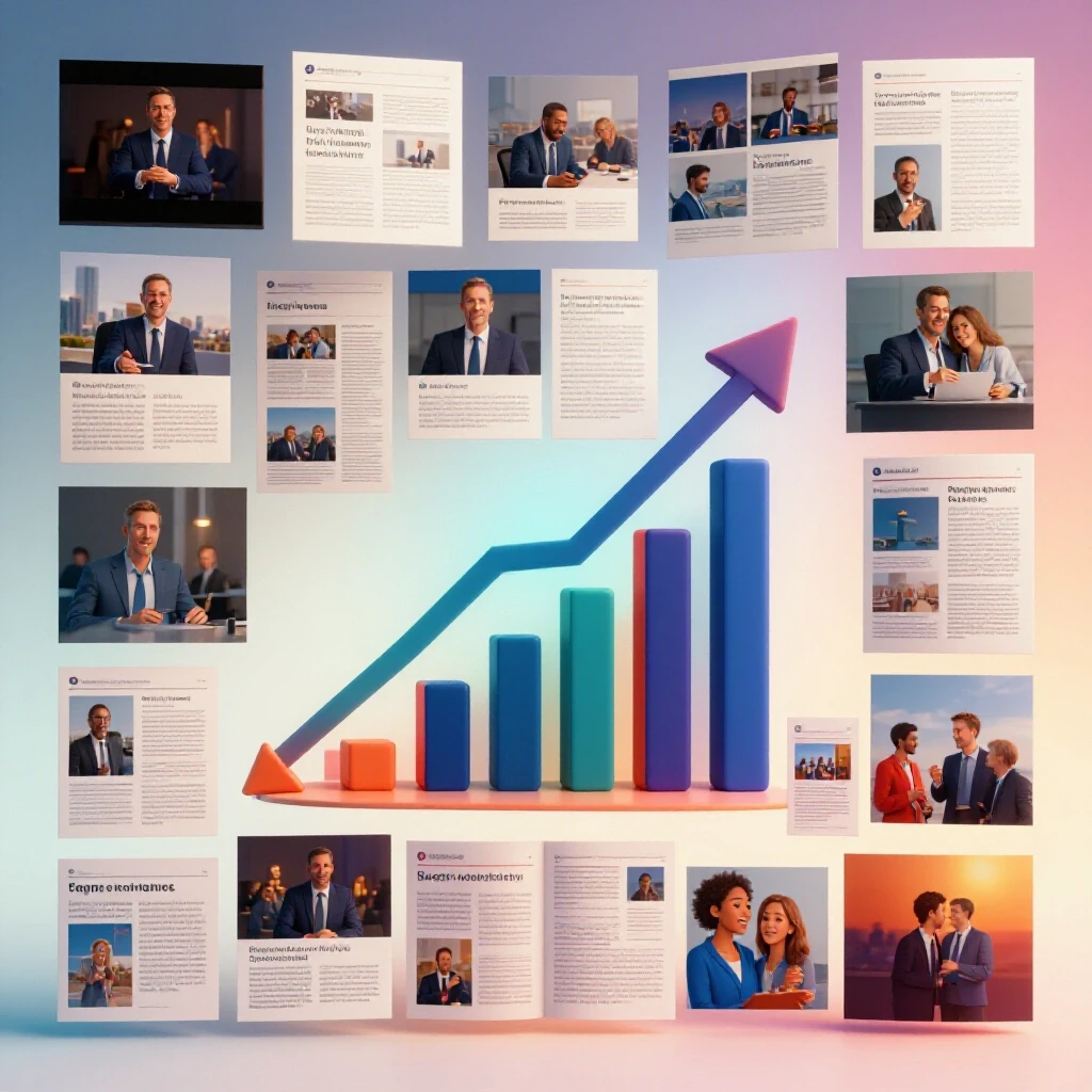 A vibrant collage of social media content types including videos and infographics, symbolizing effective content repurposing.