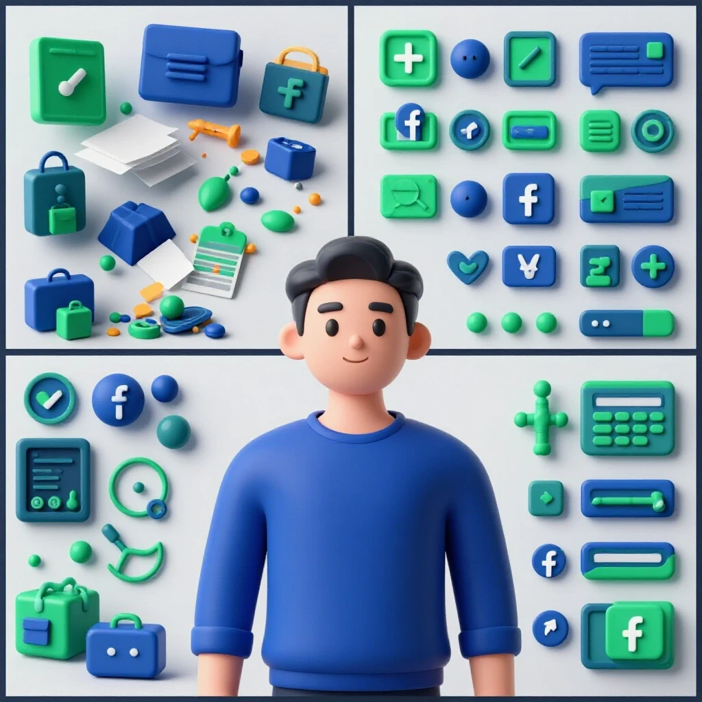 A visual comparison of chaotic and organized Facebook ad set environments in a split design highlighting ad efficiency.