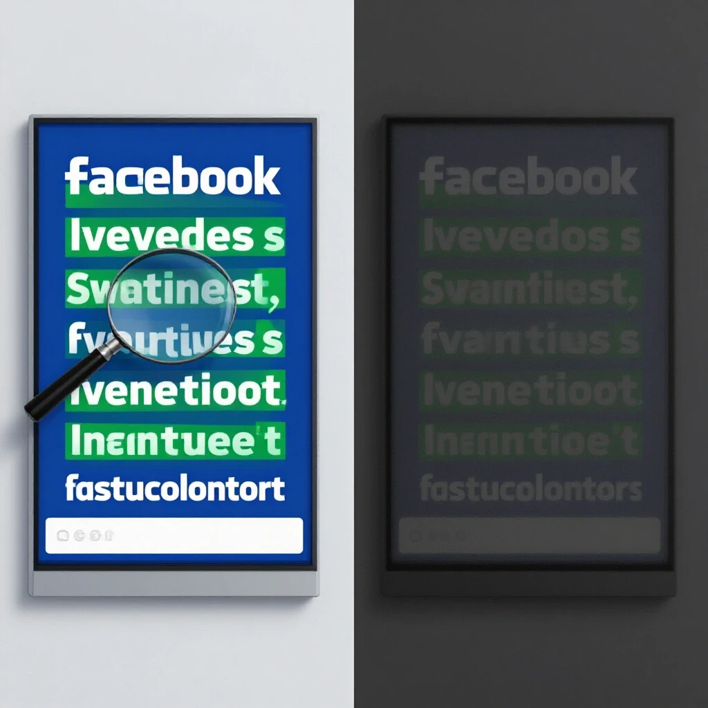 A split-screen image showing vibrant Facebook ads on one side and a dimly lit struggling ad on the other, highlighting visibility contrast.