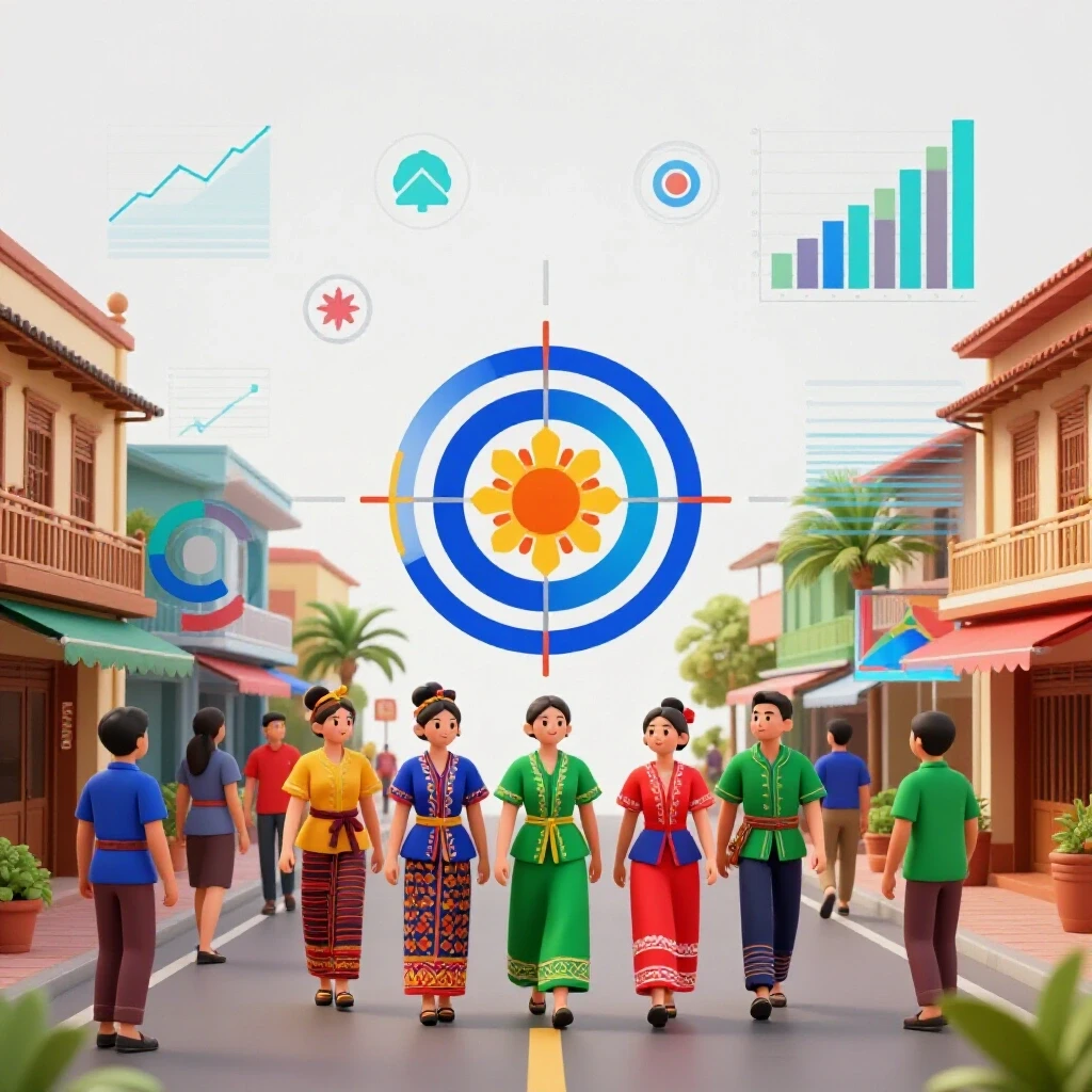 A vibrant fusion of Filipino street culture and digital marketing elements, highlighting Facebook Ads insights.