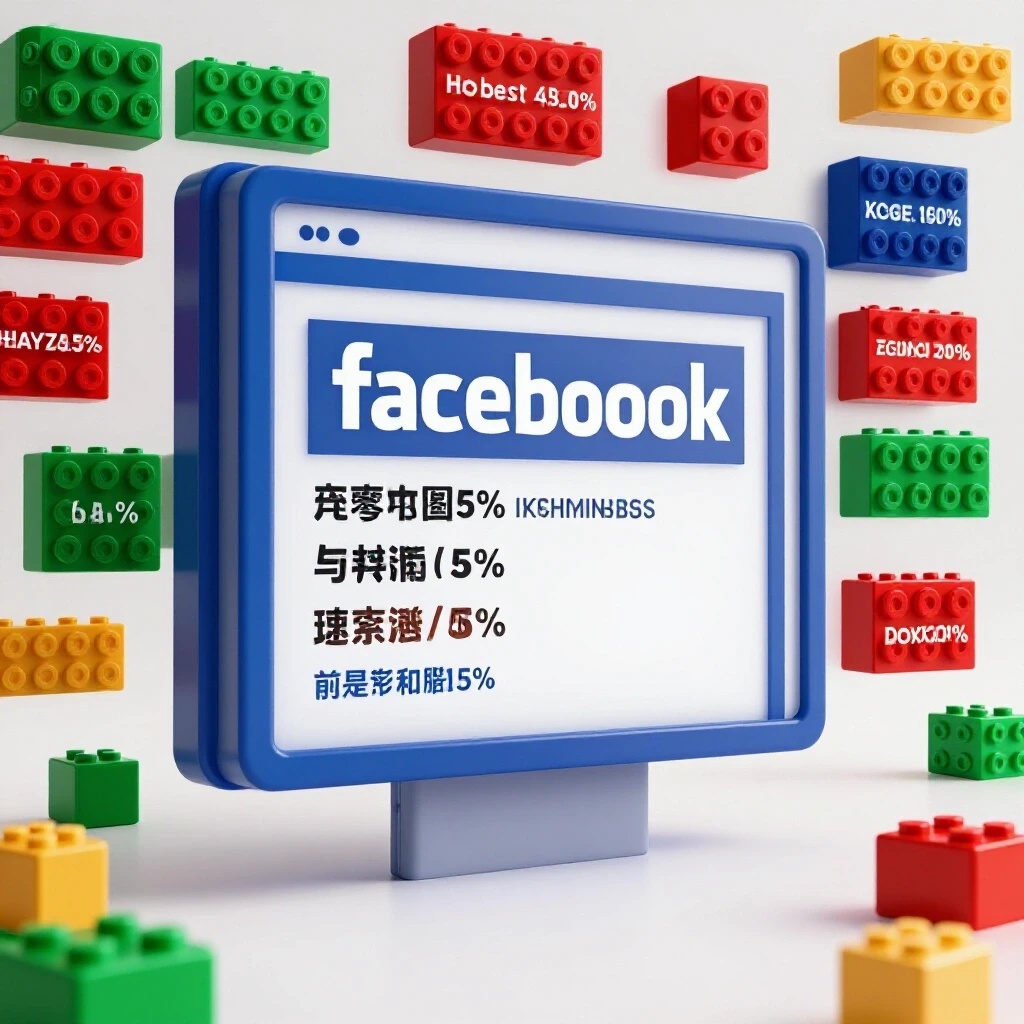 A vibrant display of various Facebook ad specs arranged around a large Facebook ad frame, symbolizing bold advertising design.