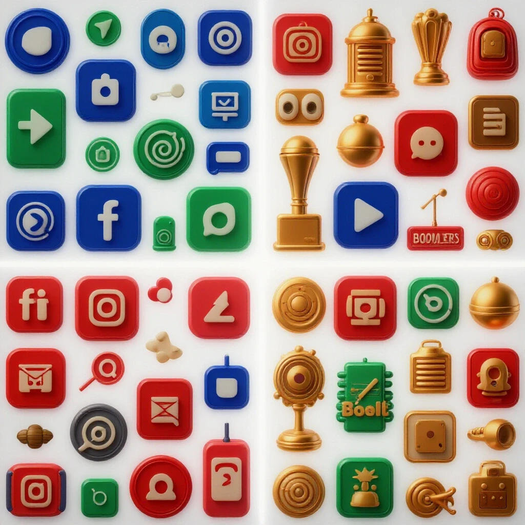 Split-screen image contrasting social media icons for Gen Z and Boomers, showcasing generational differences.