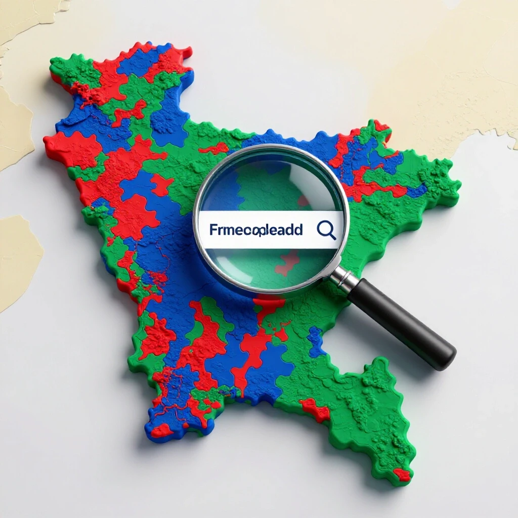 A vibrant map of Bangladesh with a magnifying glass effect highlighting areas for Facebook lead ads, set against a bright background.