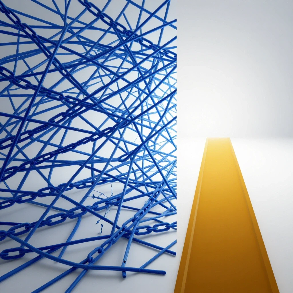 A split image showing a tangled web of links on one side and a clear path to a bright destination on the other side, symbolizing fixing URL issues.