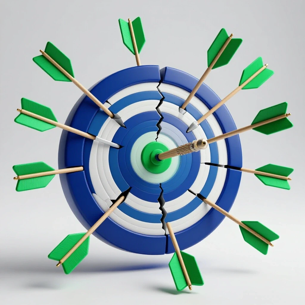 A visual representation of retargeting strategies contrasting broken and centered targets.
