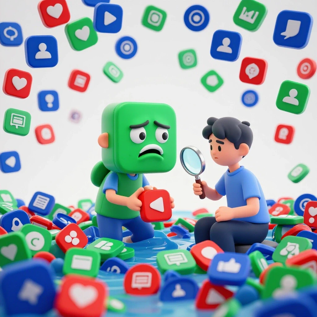 Cartoon characters depict stress vs calm in social media ad management, showcasing chaos and clarity.