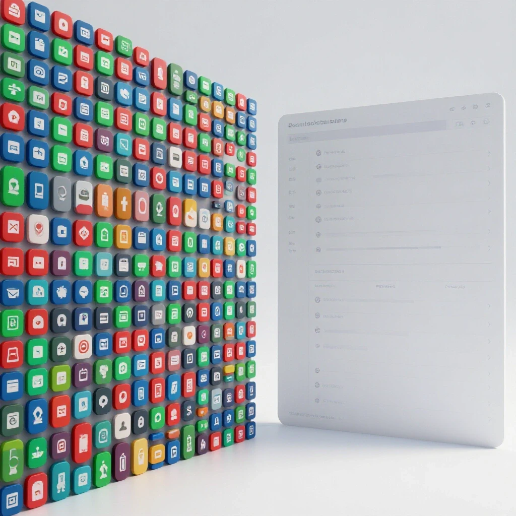 A visual representation contrasting a cluttered social media dashboard with a minimalist version, showcasing strategic simplification.