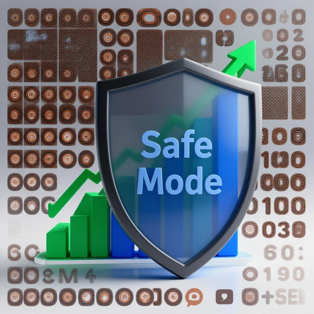 A vibrant social media growth graph partially hidden by a transparent shield against a bright studio background.