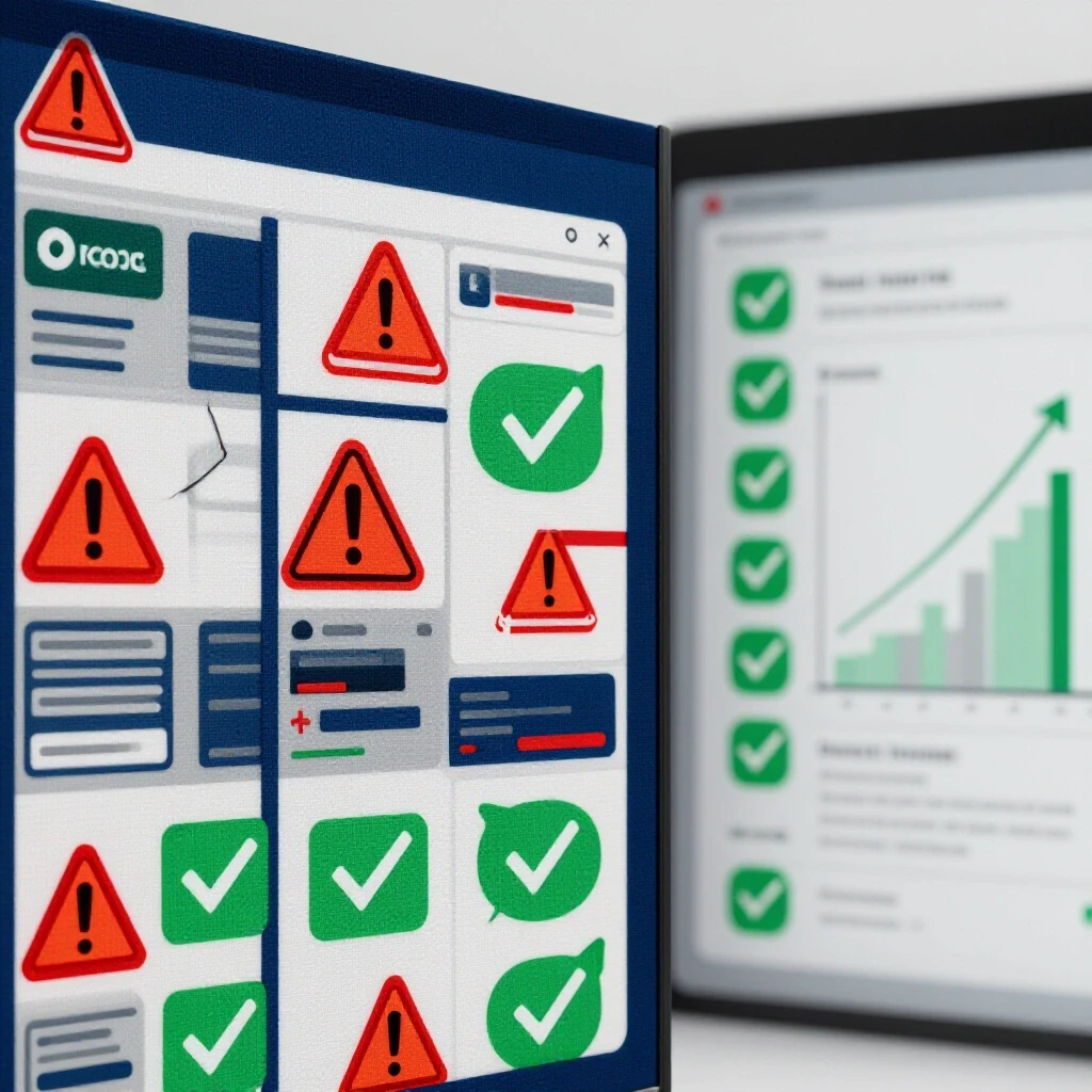 A visual comparison of an organized vs chaotic social media dashboard, illustrating campaign management success.