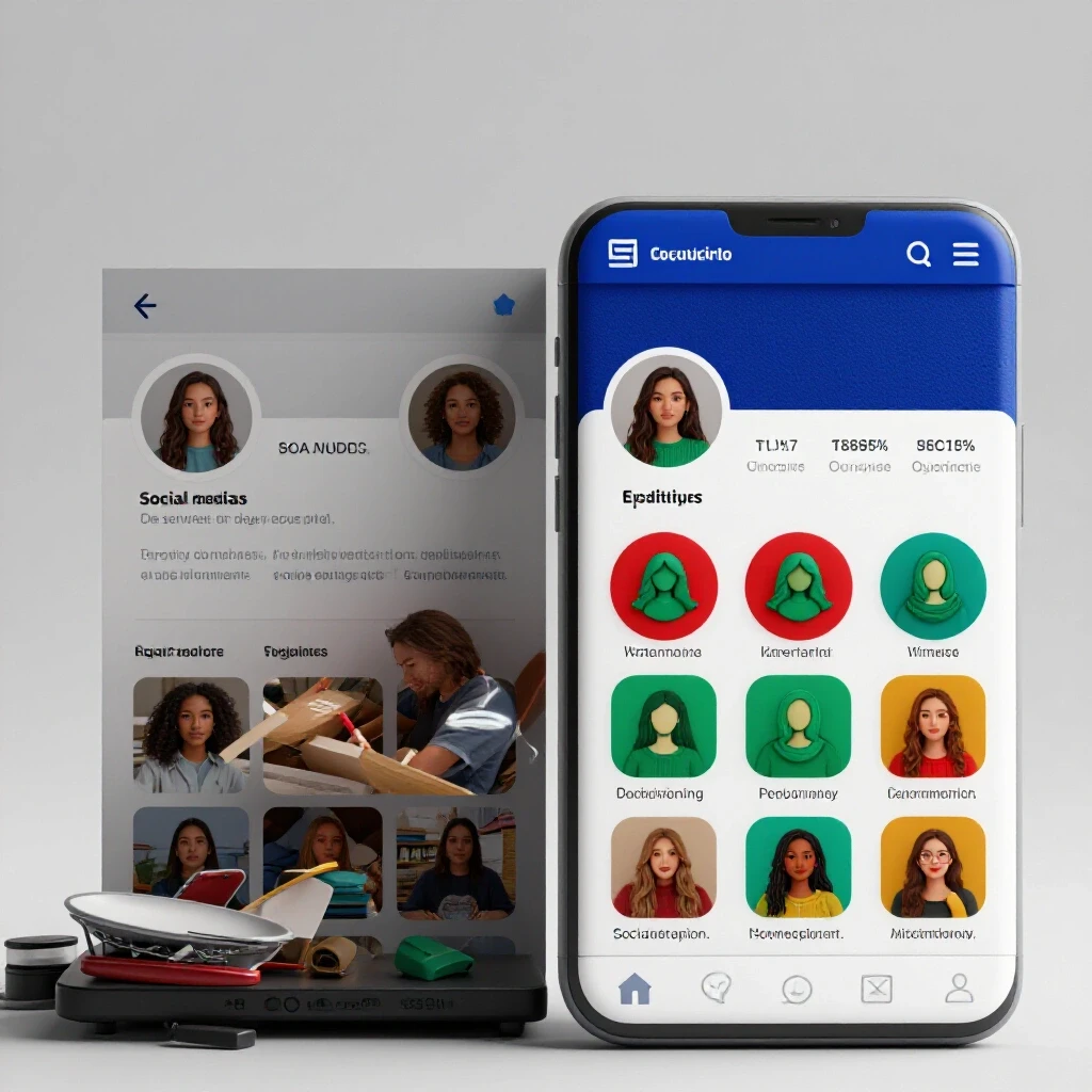 A split-screen image showcasing a before-and-after of social media profiles, one cluttered and the other vibrant and engaging.