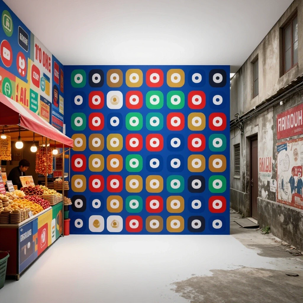 A split-image showing a vibrant marketplace of social media icons contrasted with a neglected alley with faded logos, emphasizing social ad platform choices.