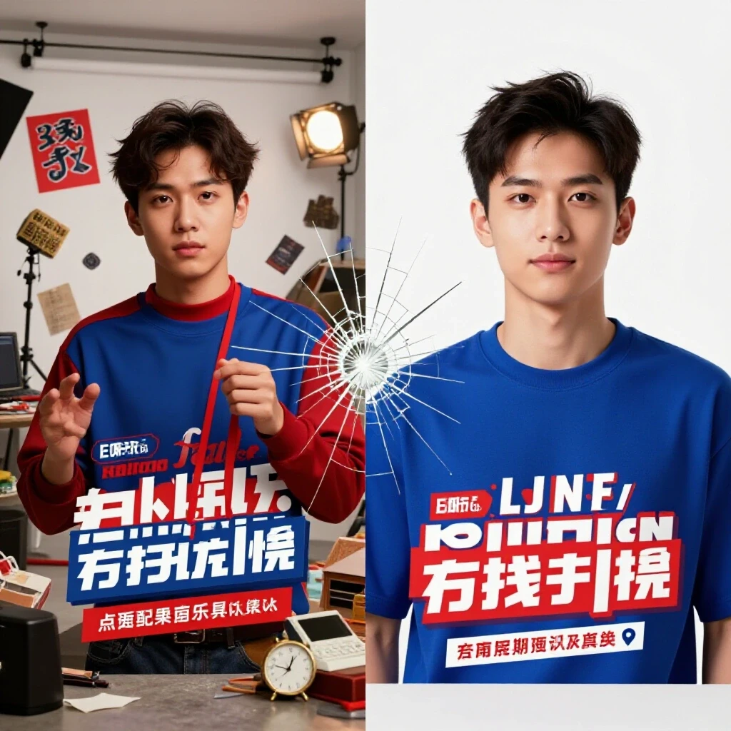 A split-image design contrasting a chaotic ad mockup on one side with a polished version on the other, symbolizing ad testing failures and fixes.