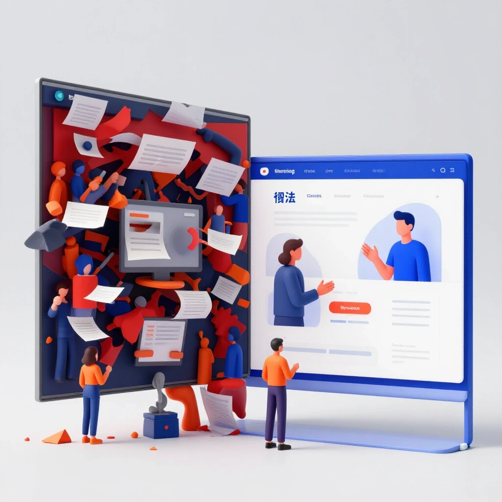 A split-screen illustration contrasting a chaotic landing page with a sleek design, symbolizing the effectiveness of optimizations.