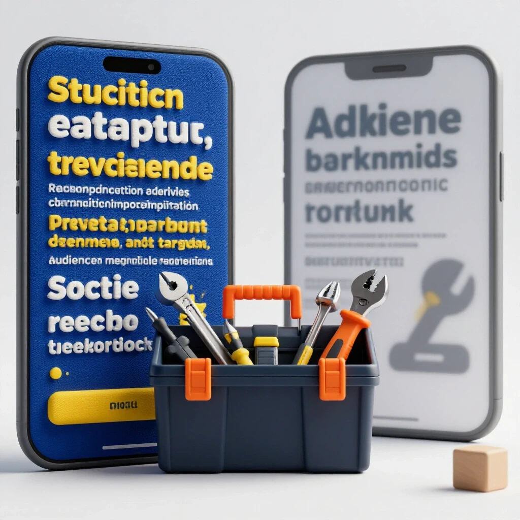 A visual metaphor illustrating the contrast between effective and ineffective social media ads with a toolbox representing strategies.