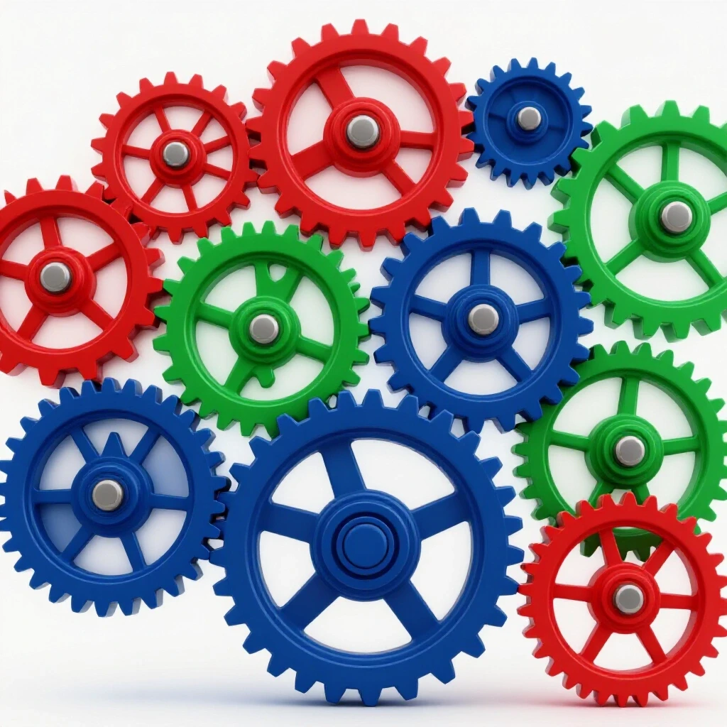 3D image showing fragmented gears transforming into smoothly functioning ones, symbolizing ad improvement.