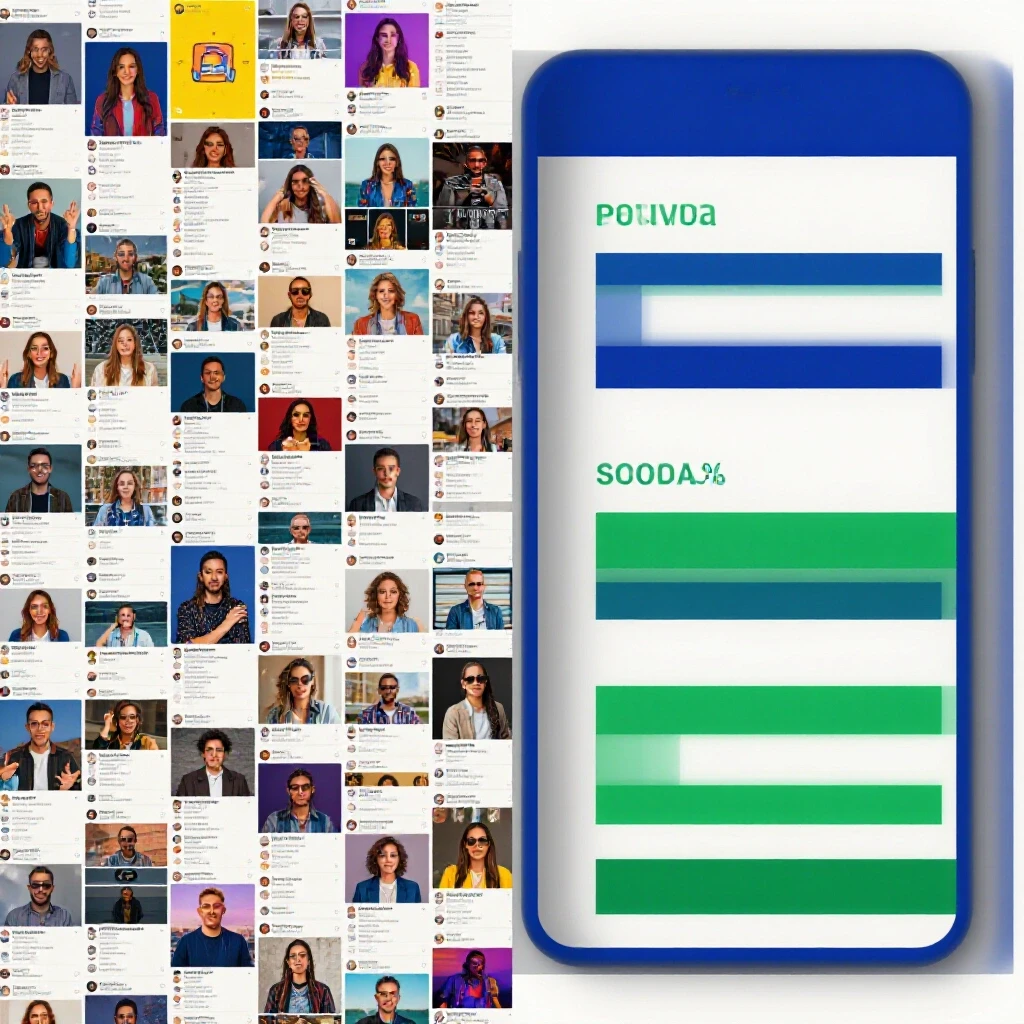 A split-image showing a chaotic social media feed on one side and an organized post template on the other, symbolizing clarity.