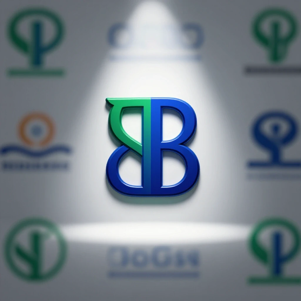 A polished brand logo illuminated against a blurred background of indistinct logos, highlighting brand specificity.