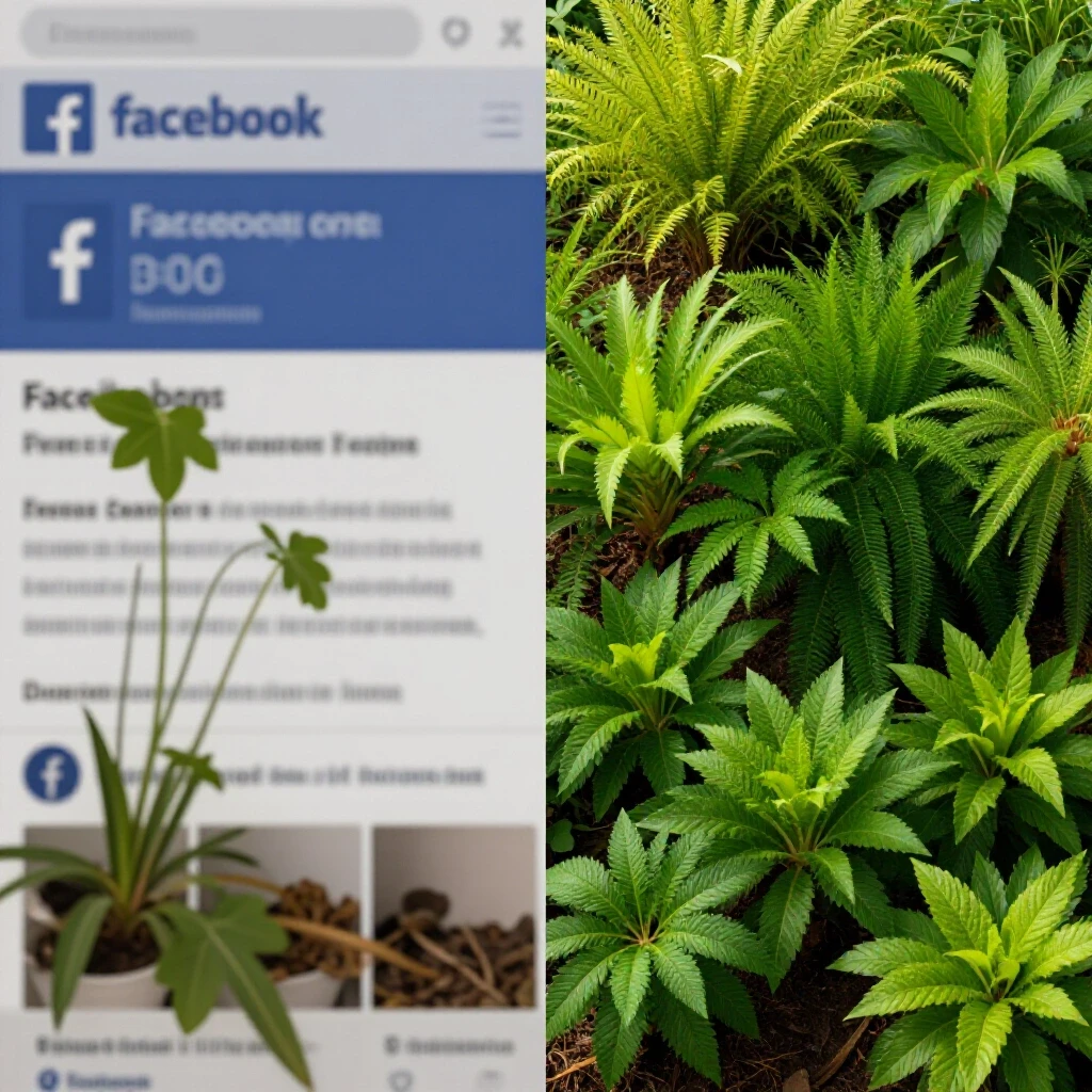 A split-image of a lifeless Facebook page contrasted with a vibrant, flourishing design, representing social media recovery.
