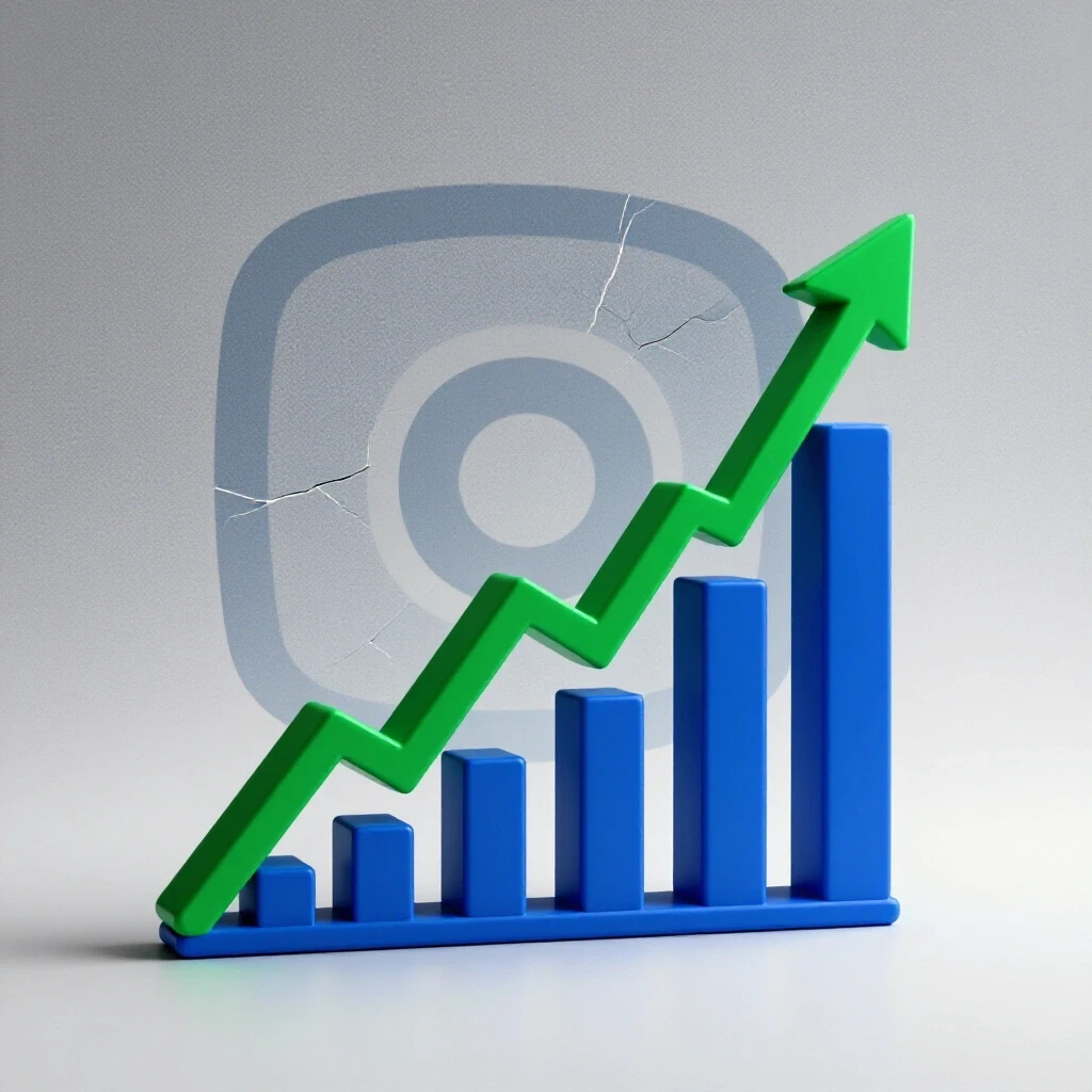 A dynamic visual of a vibrant upward graph contrasted with a faded social media icon in a bright studio setting, symbolizing recovery.