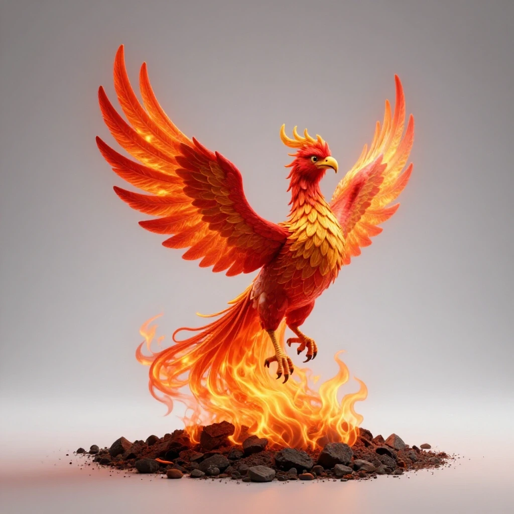 A vibrant phoenix rising from ashes, symbolizing renewal and resilience in social media growth.