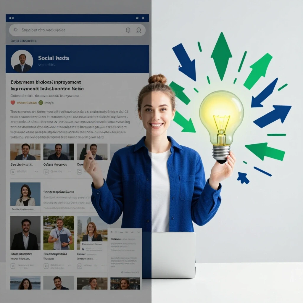 Split-image of a cluttered social media bio on the left and a vibrant, engaging bio on the right, depicting transformation for attracting leads.