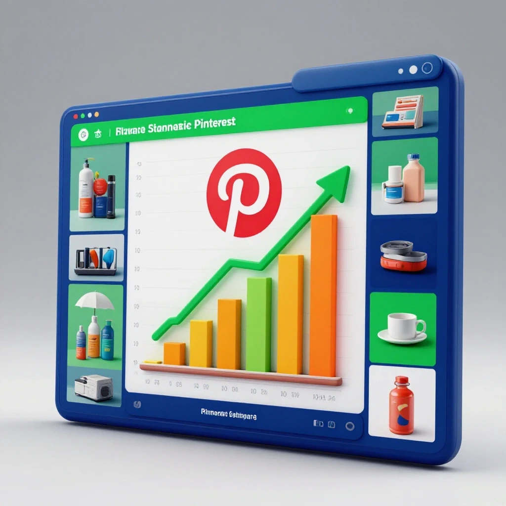A visually striking composition featuring a colorful Pinterest board and a growth graph, symbolizing successful ecommerce advertising.