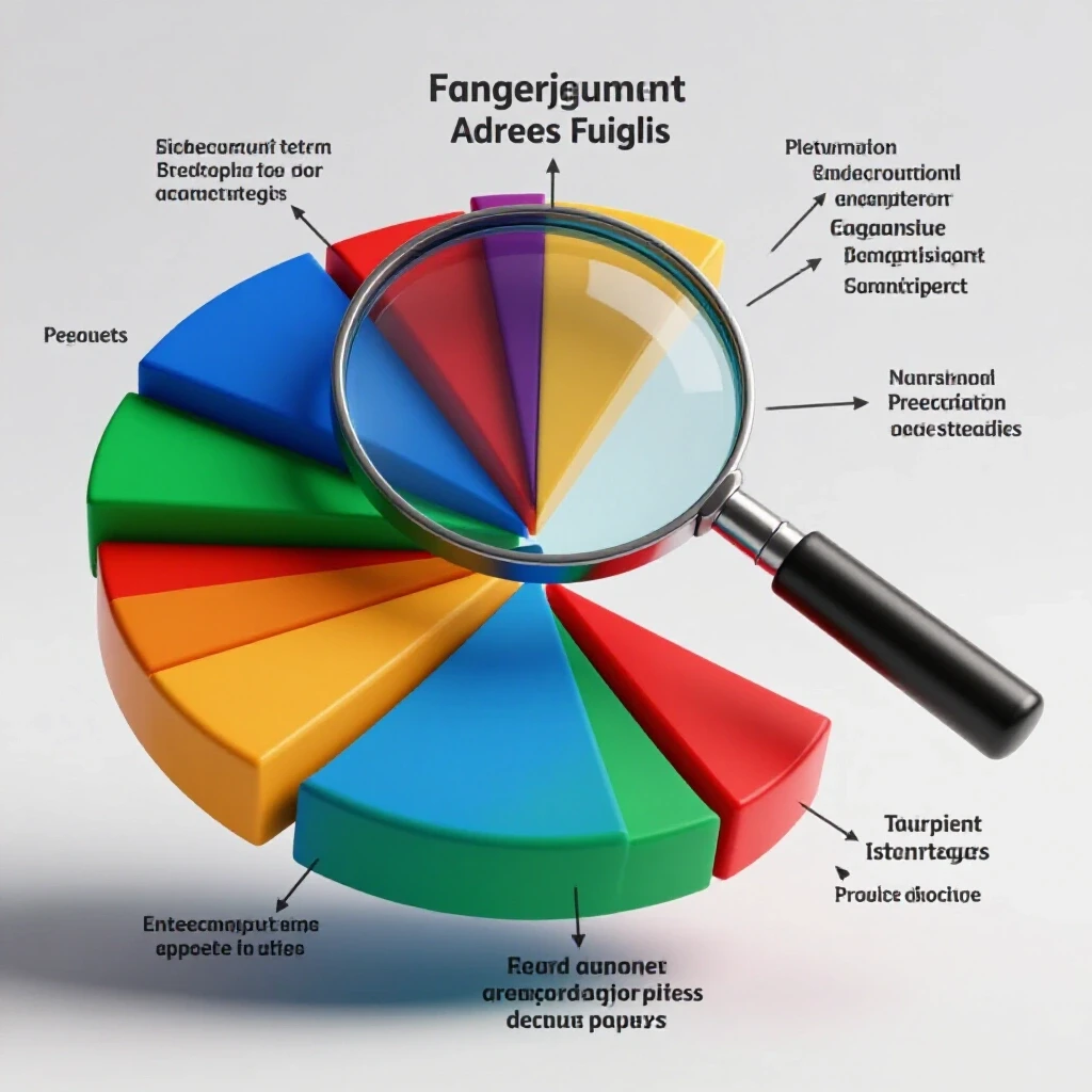 A colorful pie chart representing ad strategies with a magnifying glass, signifying exploration and discovery.
