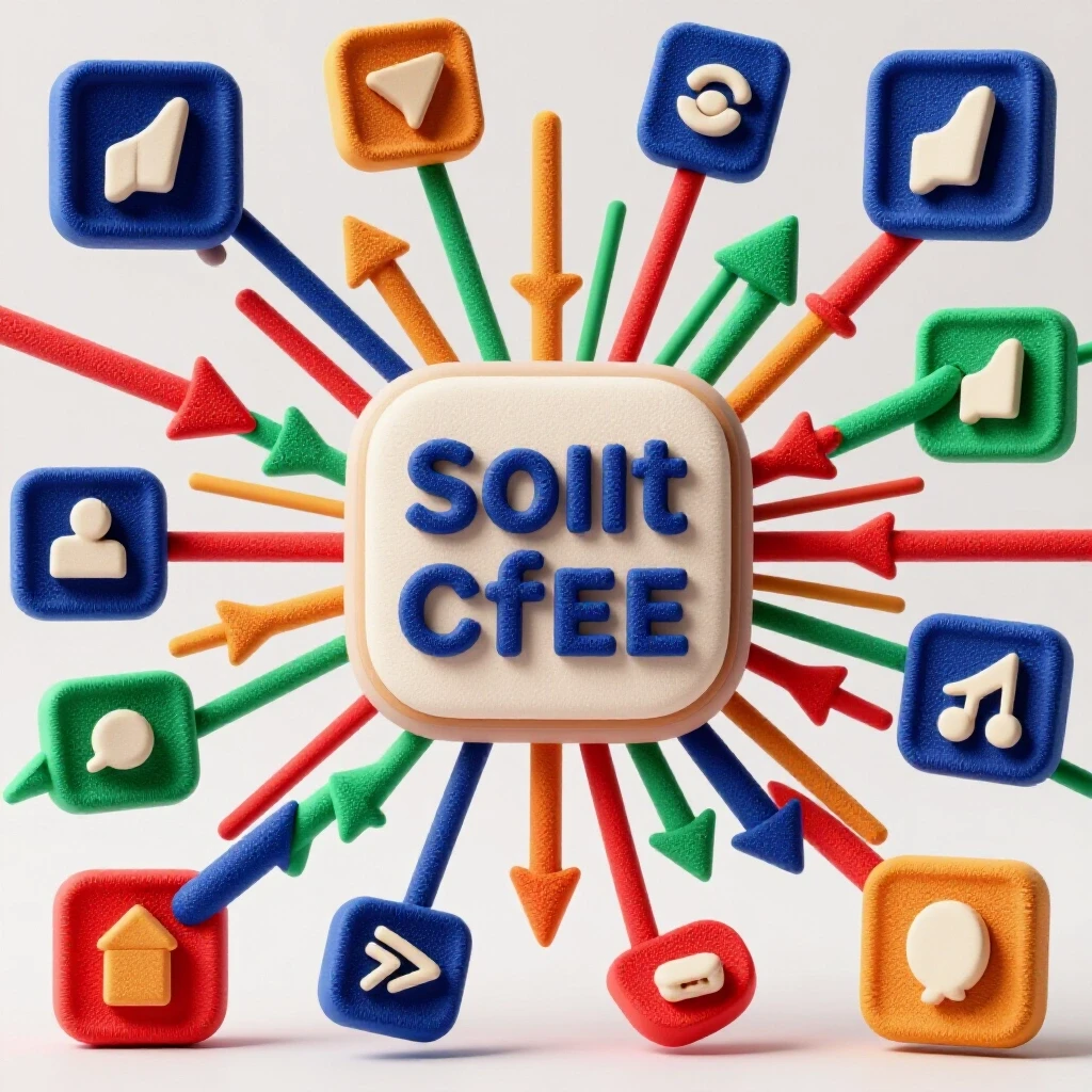 Vibrant social media post surrounded by colorful arrows symbolizing lead generation and growth.