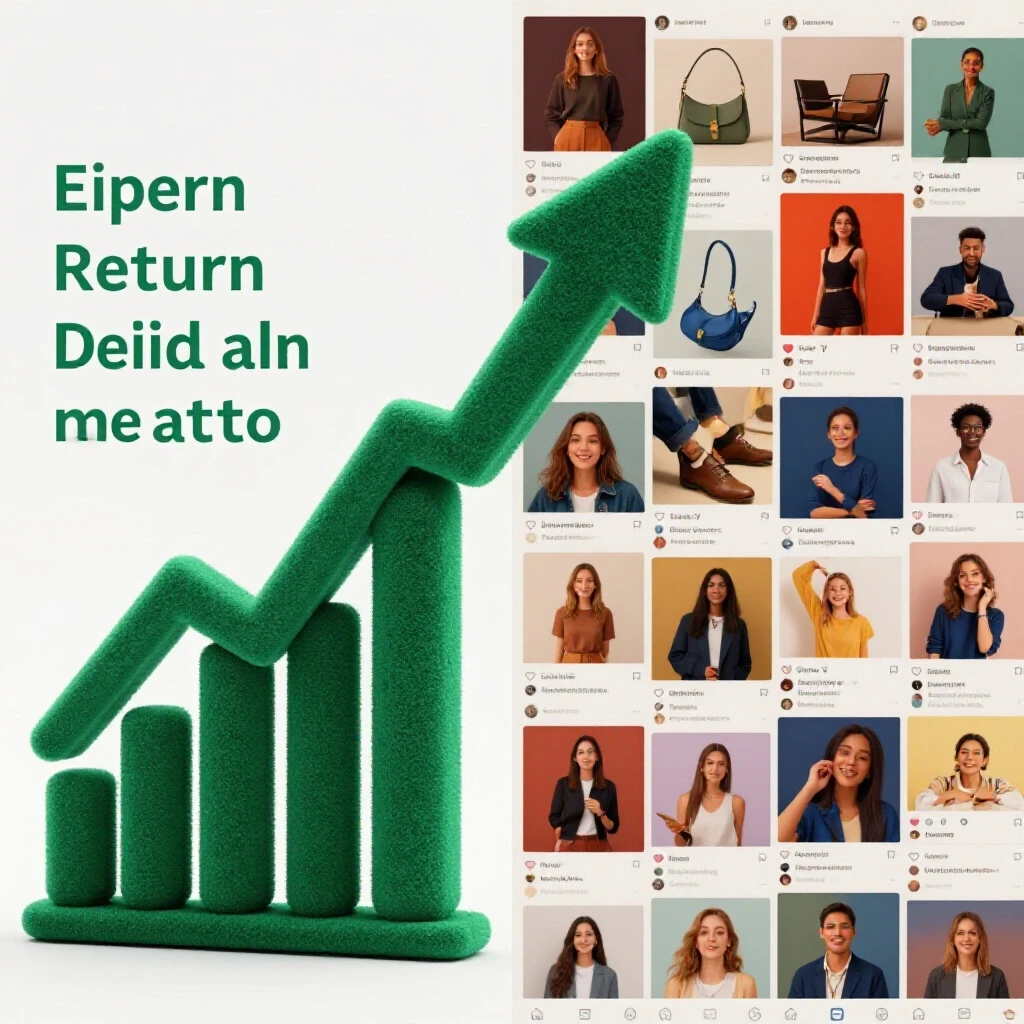 A split image showing a vibrant graph on one side and an engaging social media feed on the other, illustrating ecommerce ROAS improvement.