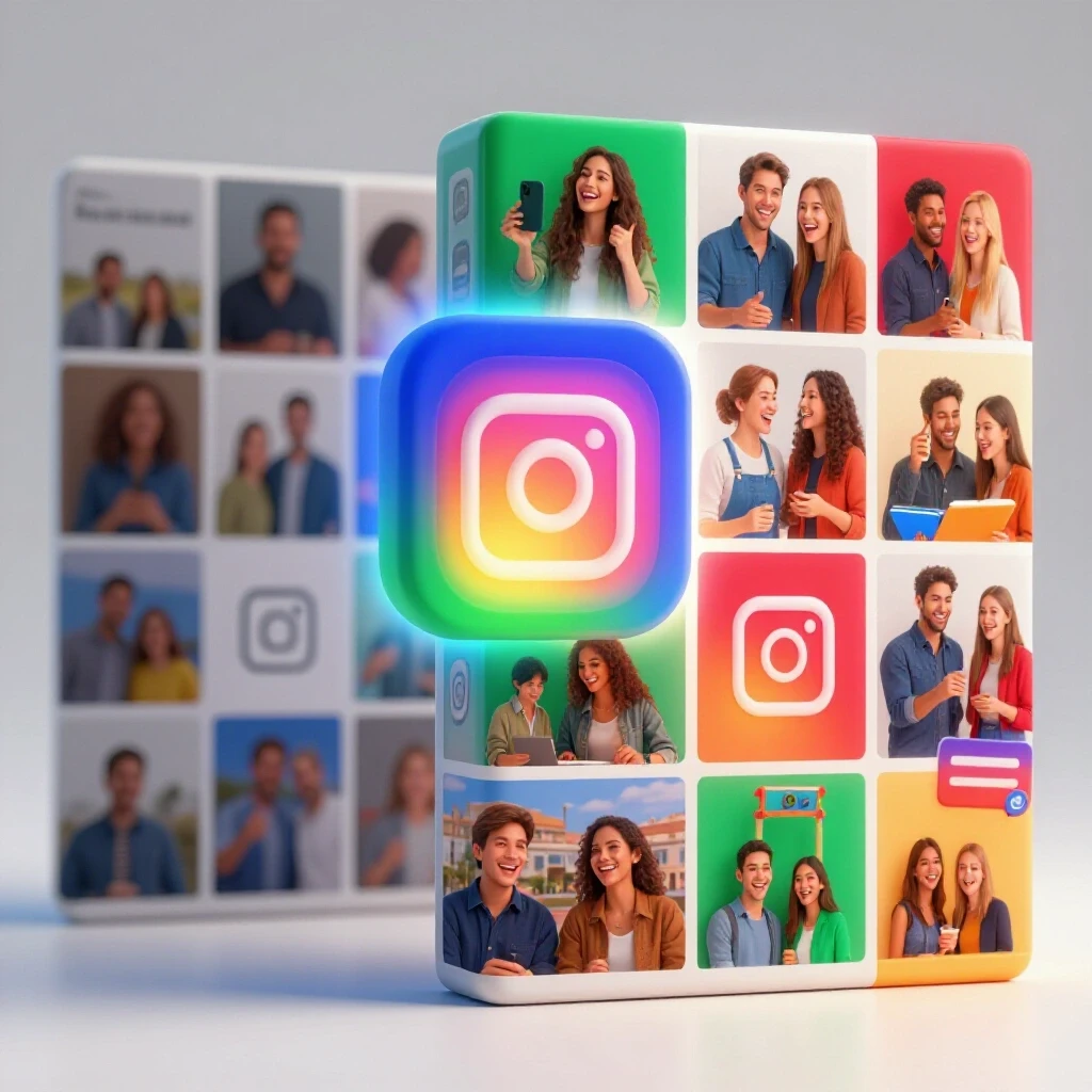 A vivid split-screen image of Instagram posts; one side with blurry visuals, the other with engaging customer images, depicting lead quality improvement.