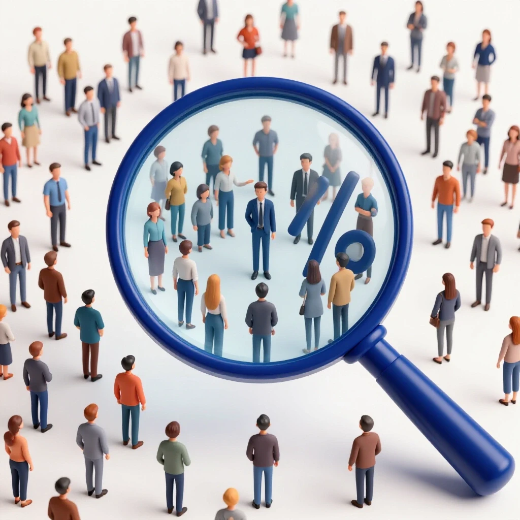A magnifying glass focusing on a vibrant crowd, symbolizing targeted outreach in social media ads.