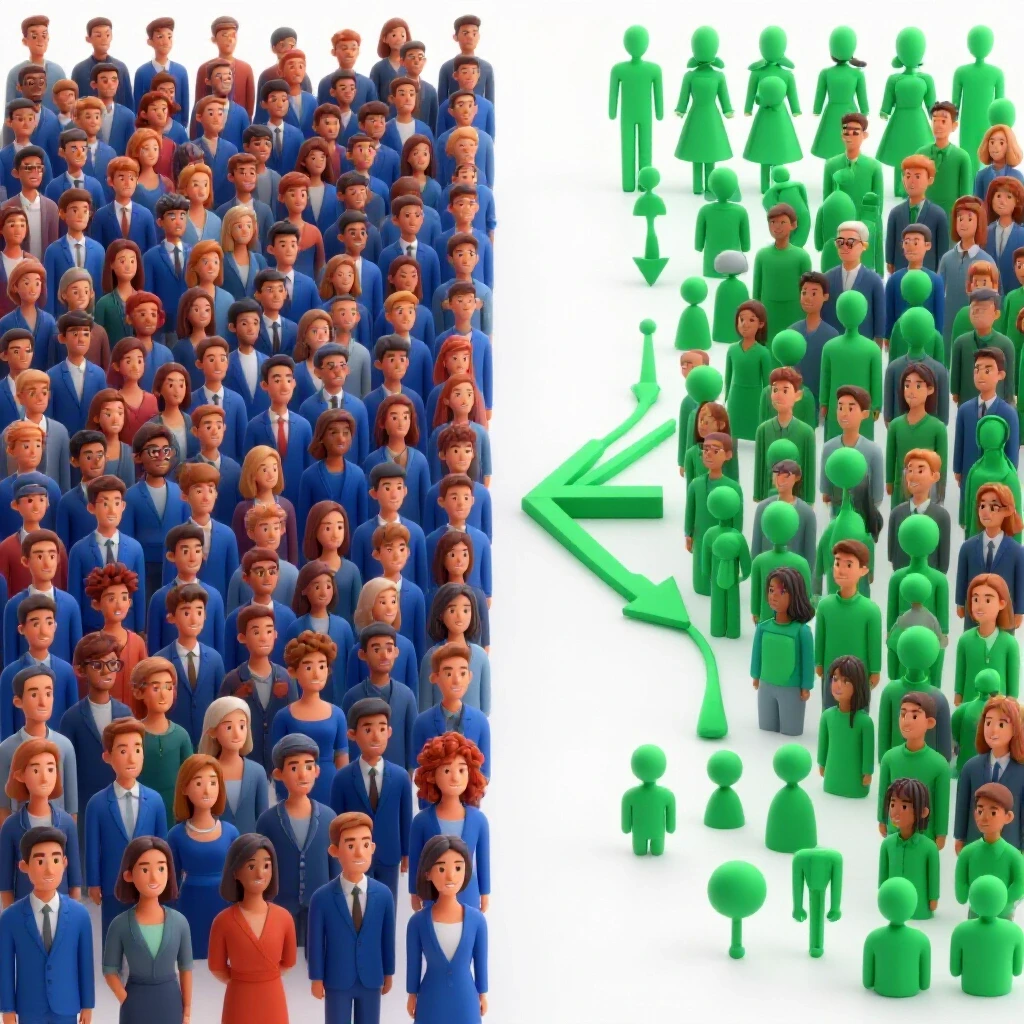 A split-image design showing lookalike audiences on one side and interest targeting symbols on the other, using vibrant colors and arrows.