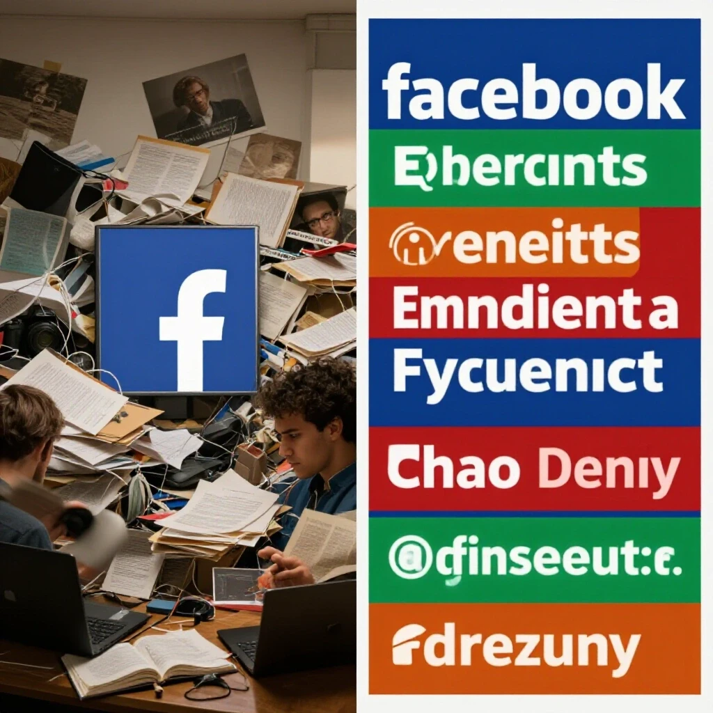 A split-screen image illustrating the contrast between a cluttered ineffective Facebook ad and a vibrant, engaging ad with clear links.