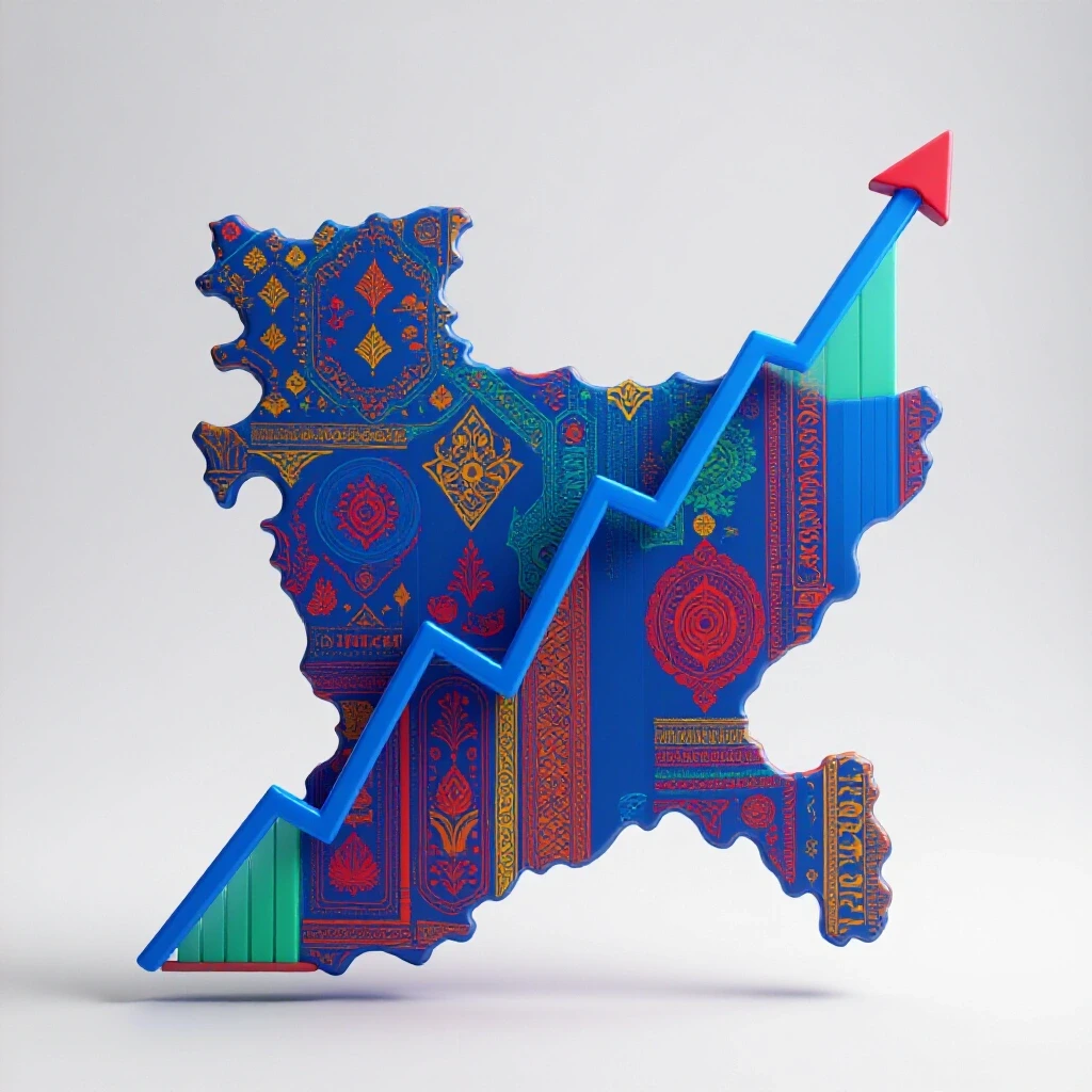 A vibrant graph showing upward trends overlaying a map of Bangladesh, highlighting Facebook Ads success.