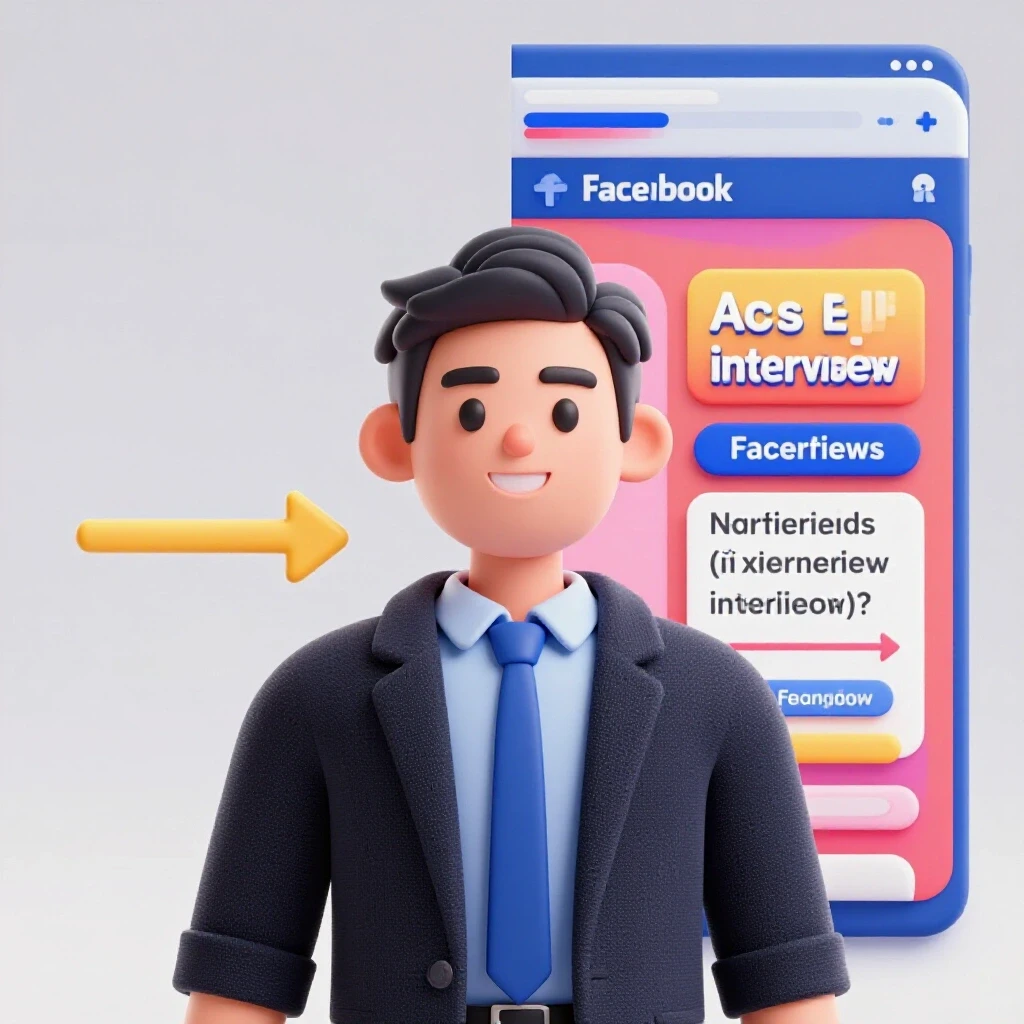 Split-image showing a confident job candidate alongside a digital Facebook ad interface, visually linking interview success and ad mastery.