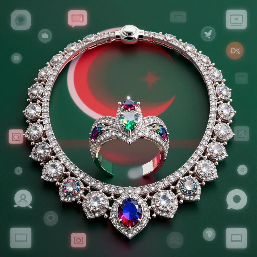 Beautiful jewelry piece against a vivid Bangladesh flag backdrop, symbolizing effective Facebook ads for sales.