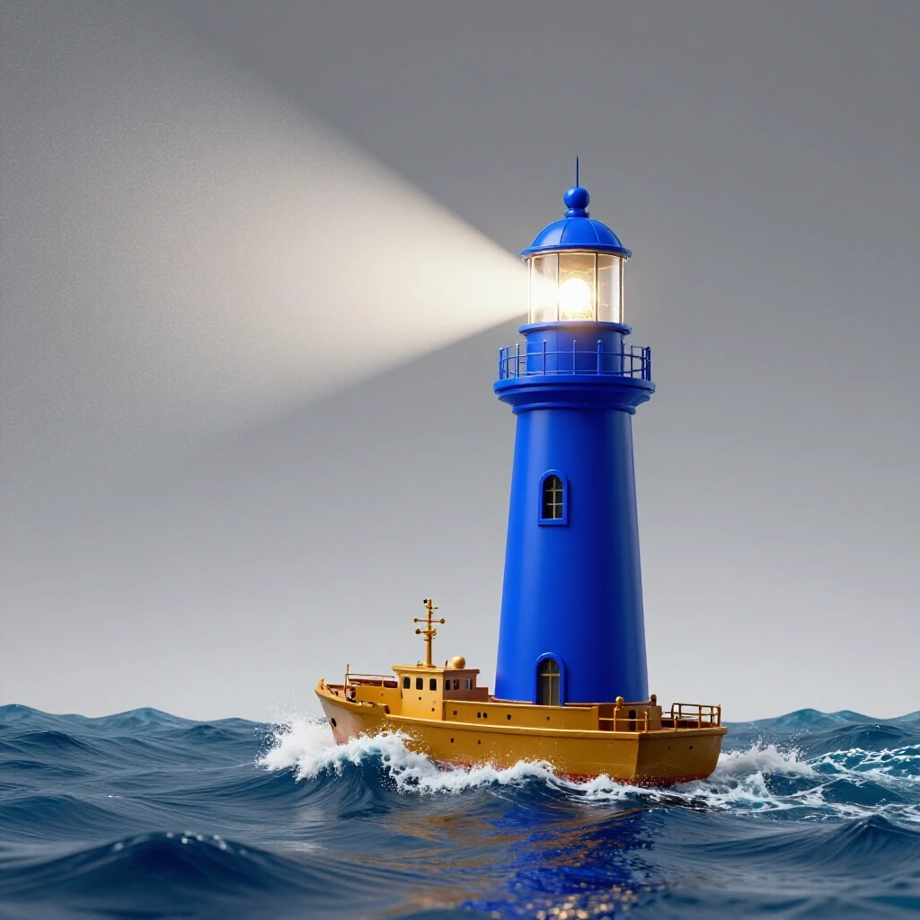 A lighthouse illuminating a ship, symbolizing guidance for junior marketers in social media careers.