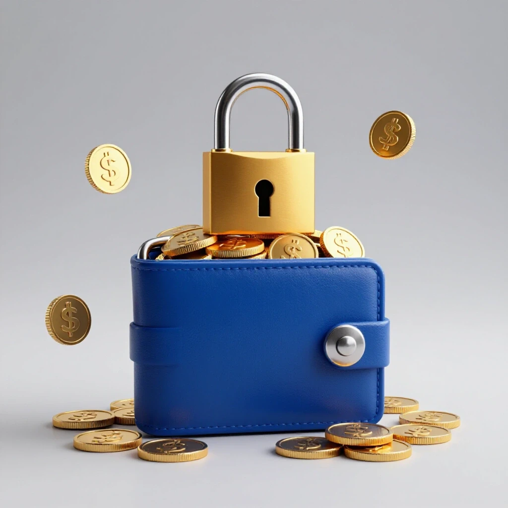 3D-rendered image of a padlock being lifted from a digital wallet filled with coins, symbolizing unlocking financial opportunities.