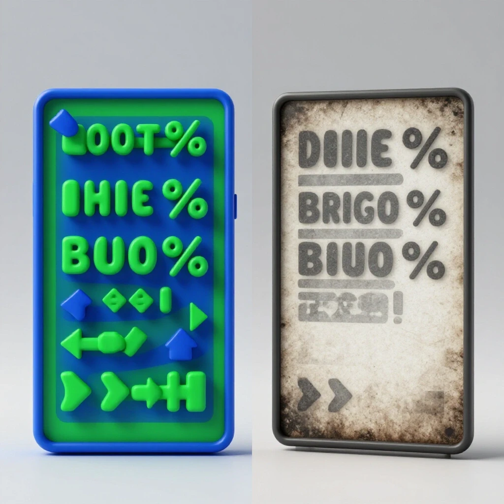 A split-screen image contrasting a vibrant social media ad with a faded one, suggesting ad effectiveness differences.