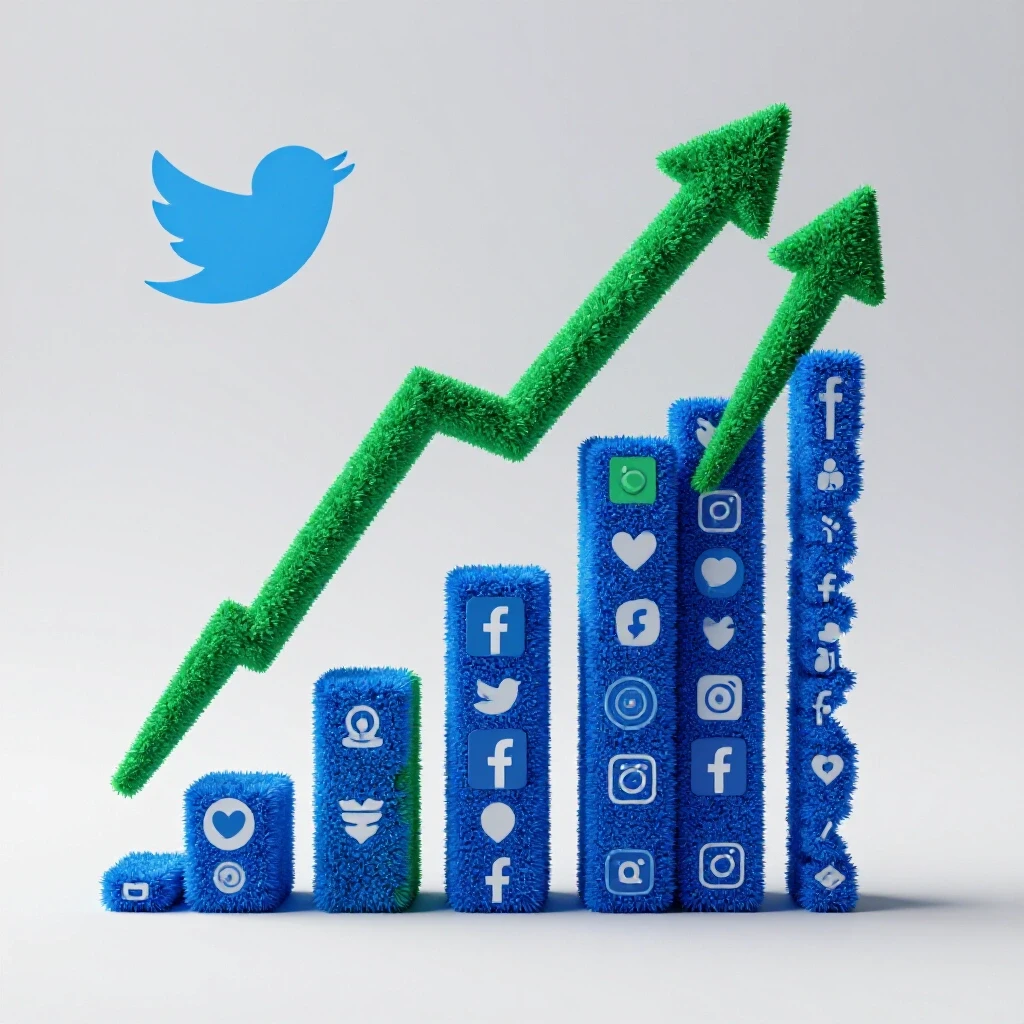 Vibrant upward-spiraling graph made from social media icons symbolizing growth and engagement.